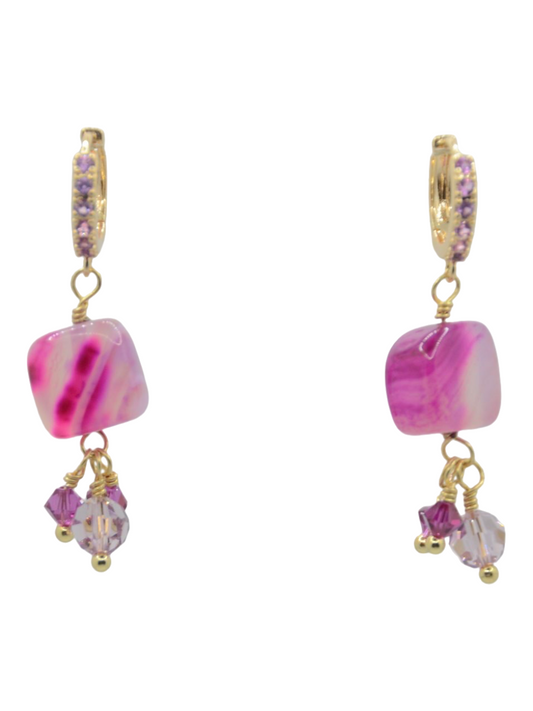 Boucles d'oreilles Holistique agate rose